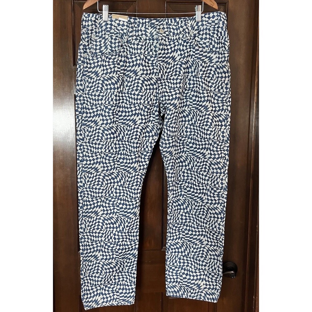Levi's NWT Middy Straight Checked Denim Irregular High Rise Women 38 x 29